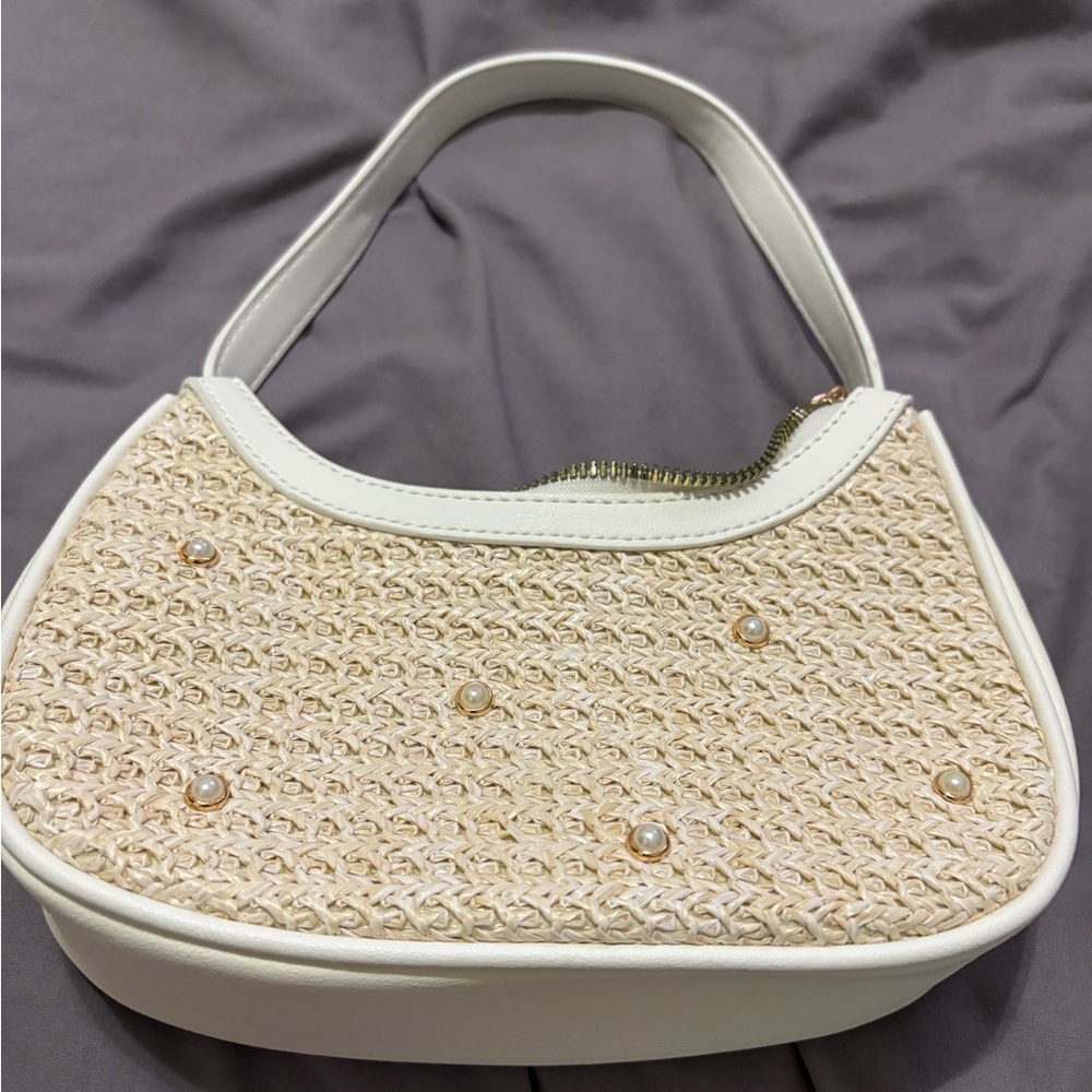 Elegant Cream and White Women's Handbag